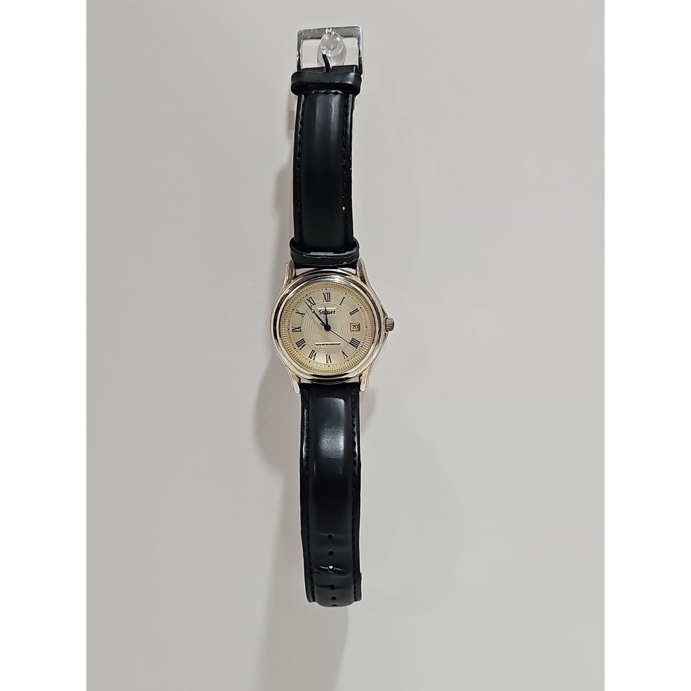 Stauer Metropolitan Watch Mens 40mm Cream Dial Brown Leather Date